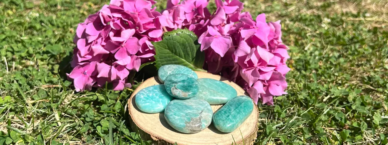 Pierre amazonite dans un jardin