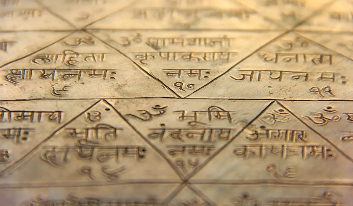 Signes du Yantra avec écriture en hindi