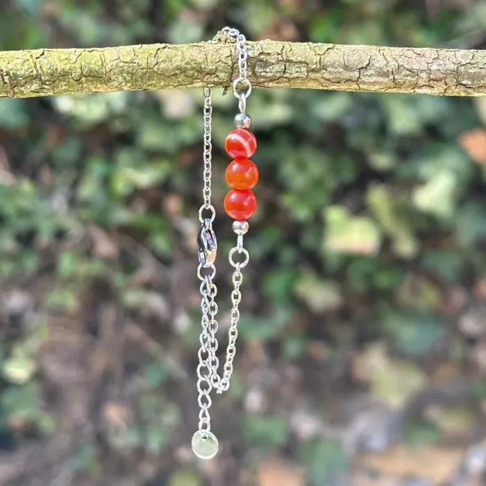 bracelet reliques n°2 cornaline sur une branche d'arbre