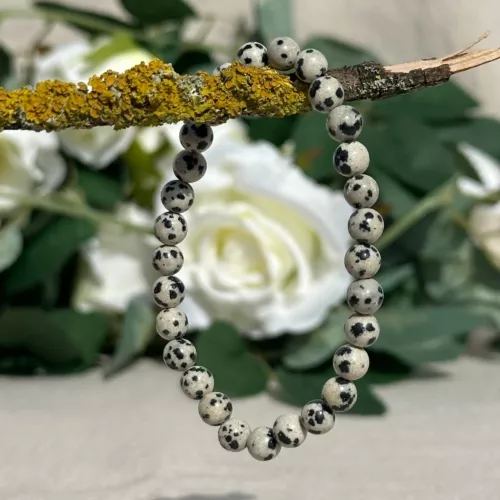 bracelet jaspe dalmatien 6 mm