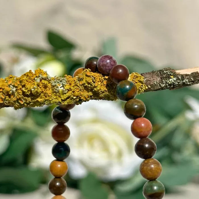 bracelet jaspe ocean 6 mm en gros plan