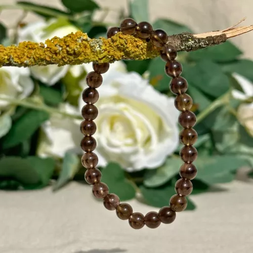 bracelet quartz fumé 6 mm