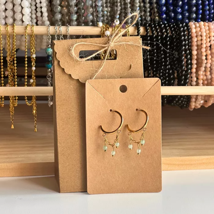 boucles d'oreilles reliques n°1 et leur paquet cadeau
