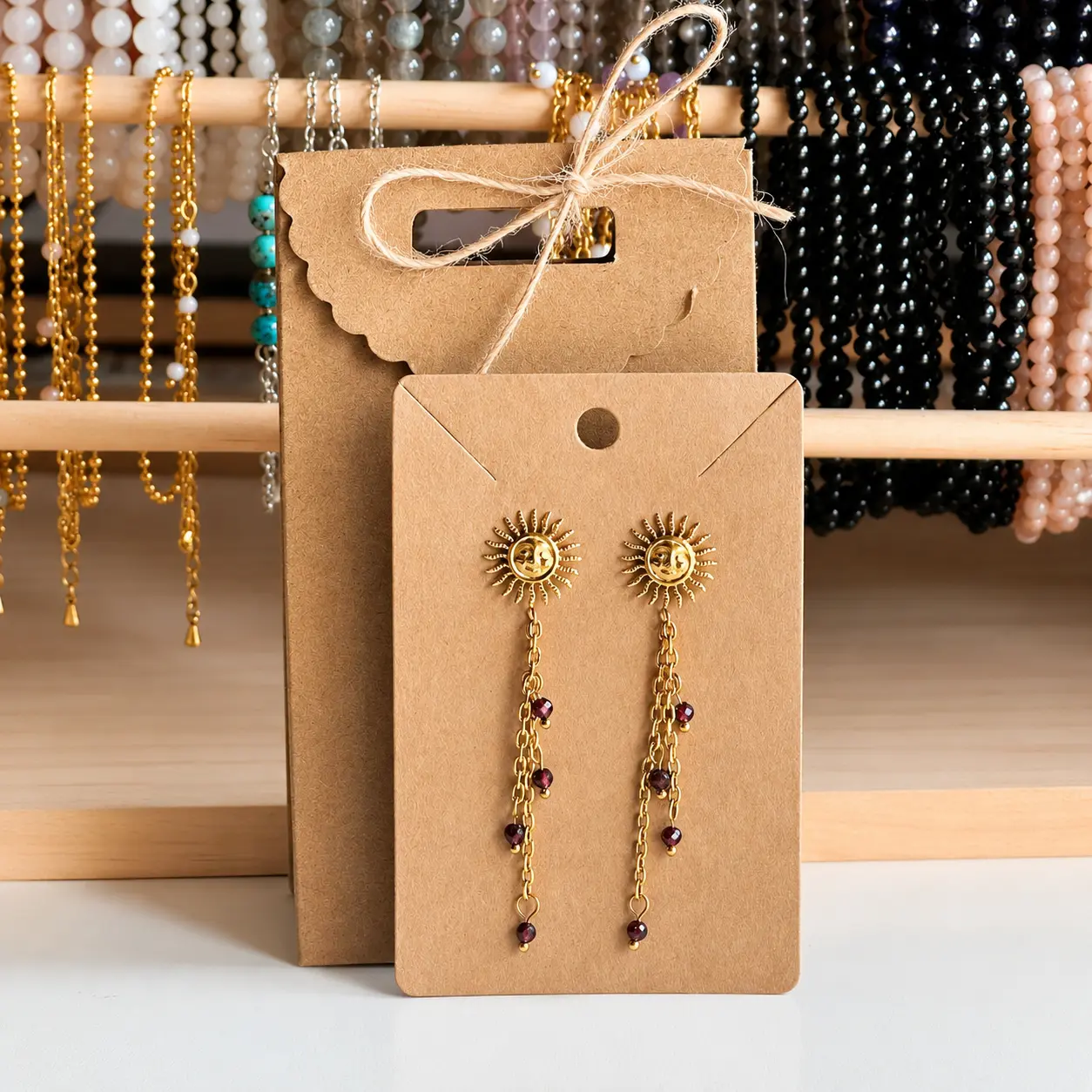 Boucles d'oreilles Reliques n°3 et leur paquet cadeau