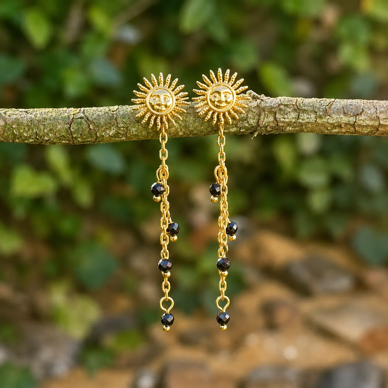 Boucles d'oreilles Reliques n°3 montées avec des perles de tourmaline