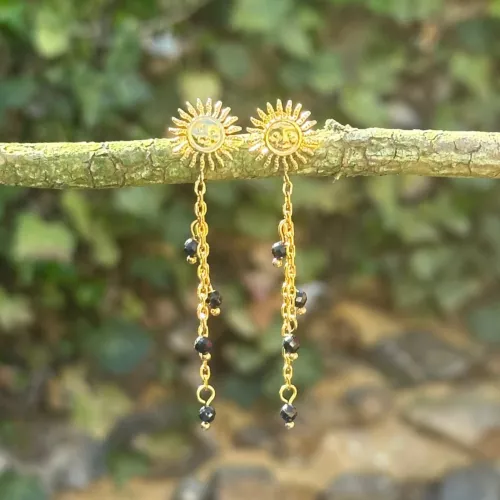 Boucles d'oreilles Reliques n°3 montées avec des perles tourmaline