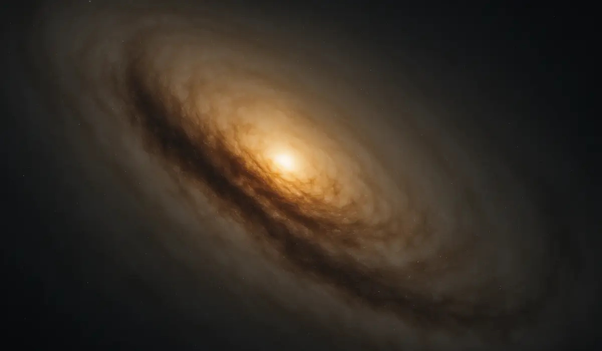 Galaxie de l'oeil noir en gros plan, vue d'artiste