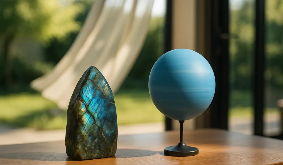 Globe de Uranus et labradorite