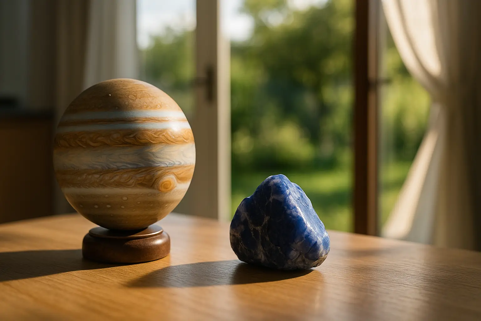 Globe de Jupiter au côté d'une sodalite