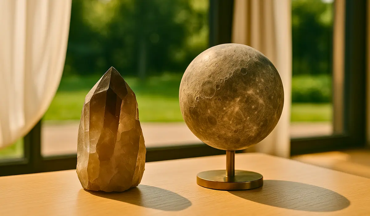 Globe de Mercure et un quartz dans un salon