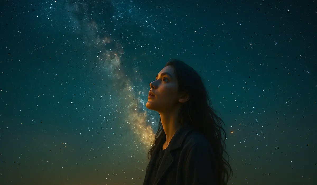 Jeune femme en train d'observer les étoiles