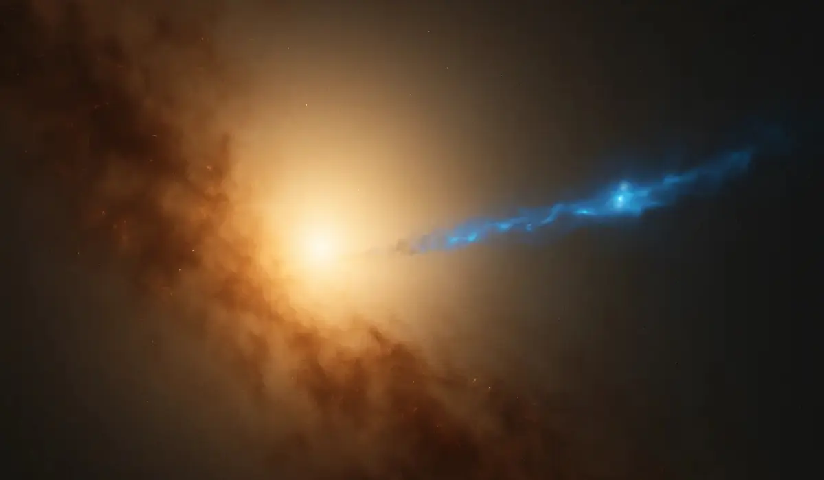 Galaxie Messier 87 en gros plan, vue d'artiste