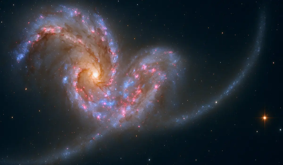 Galaxies des Antennes en gros plan, vue d'artiste