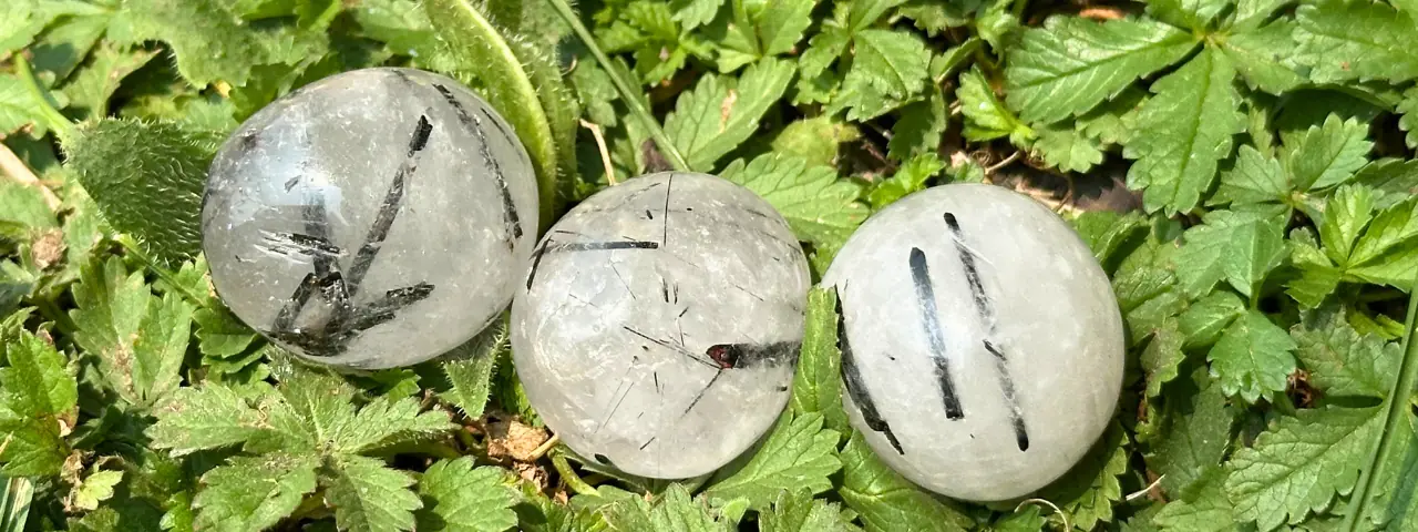 Cristal de roche tourmaline dans un jardin