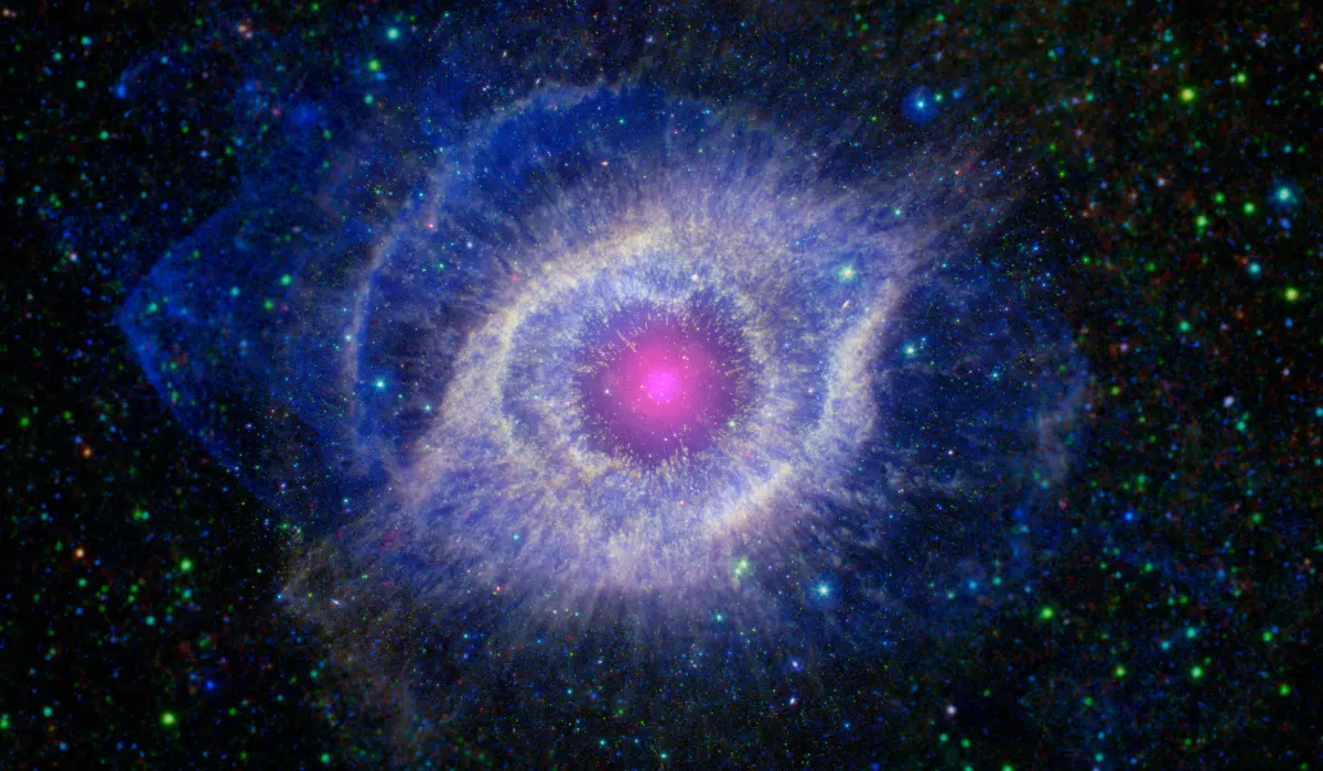 La nébuleuse de l'Hélice vue à l'aide du téléscope spacial Spitzer