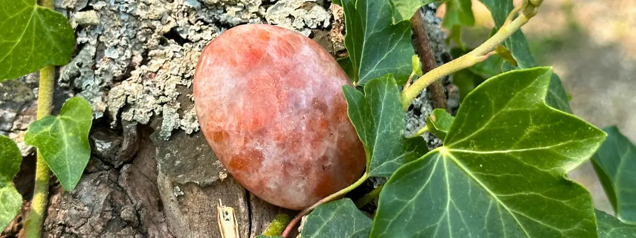 Galet anti-stress en pierre de soleil dans un arbre