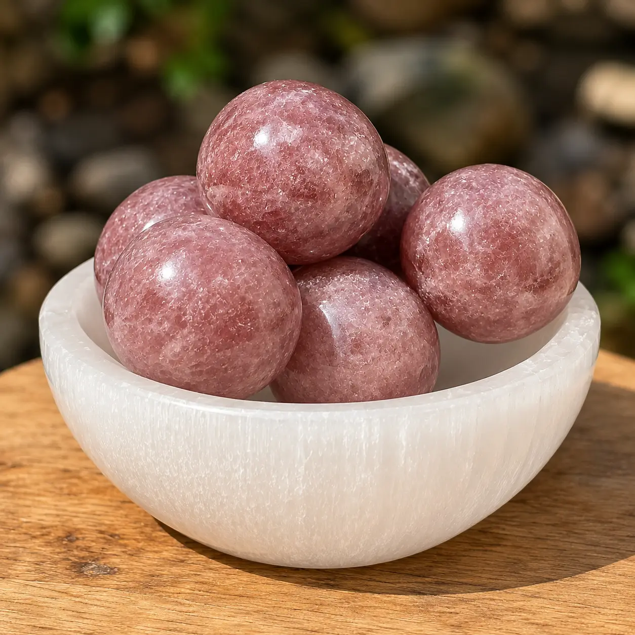 Quartz fraise roulé dans un bol