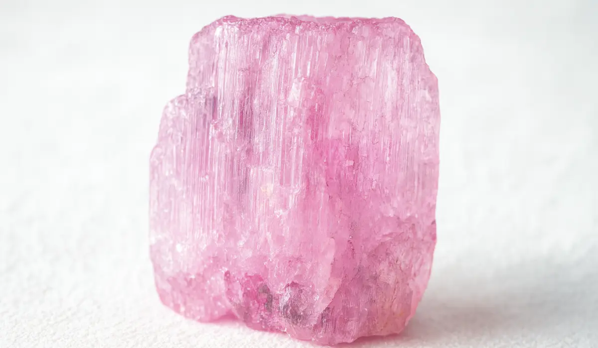 Une pierre brute de kunzite