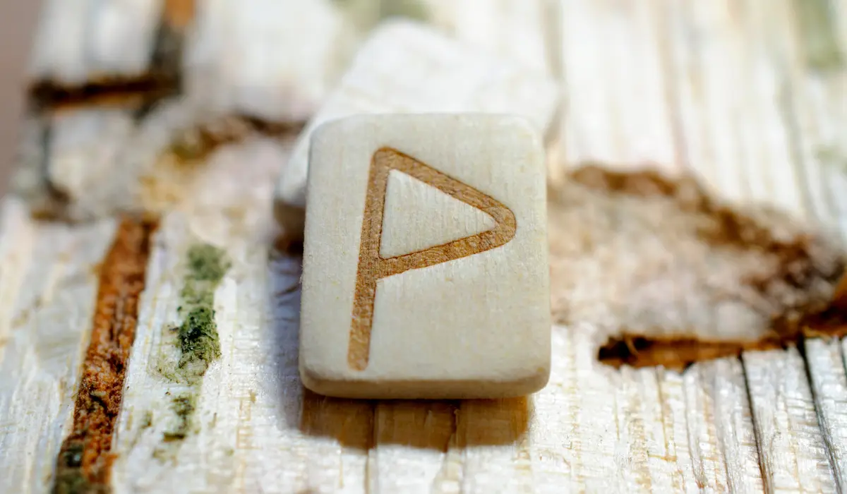 Rune Wunjo sur une table en bois