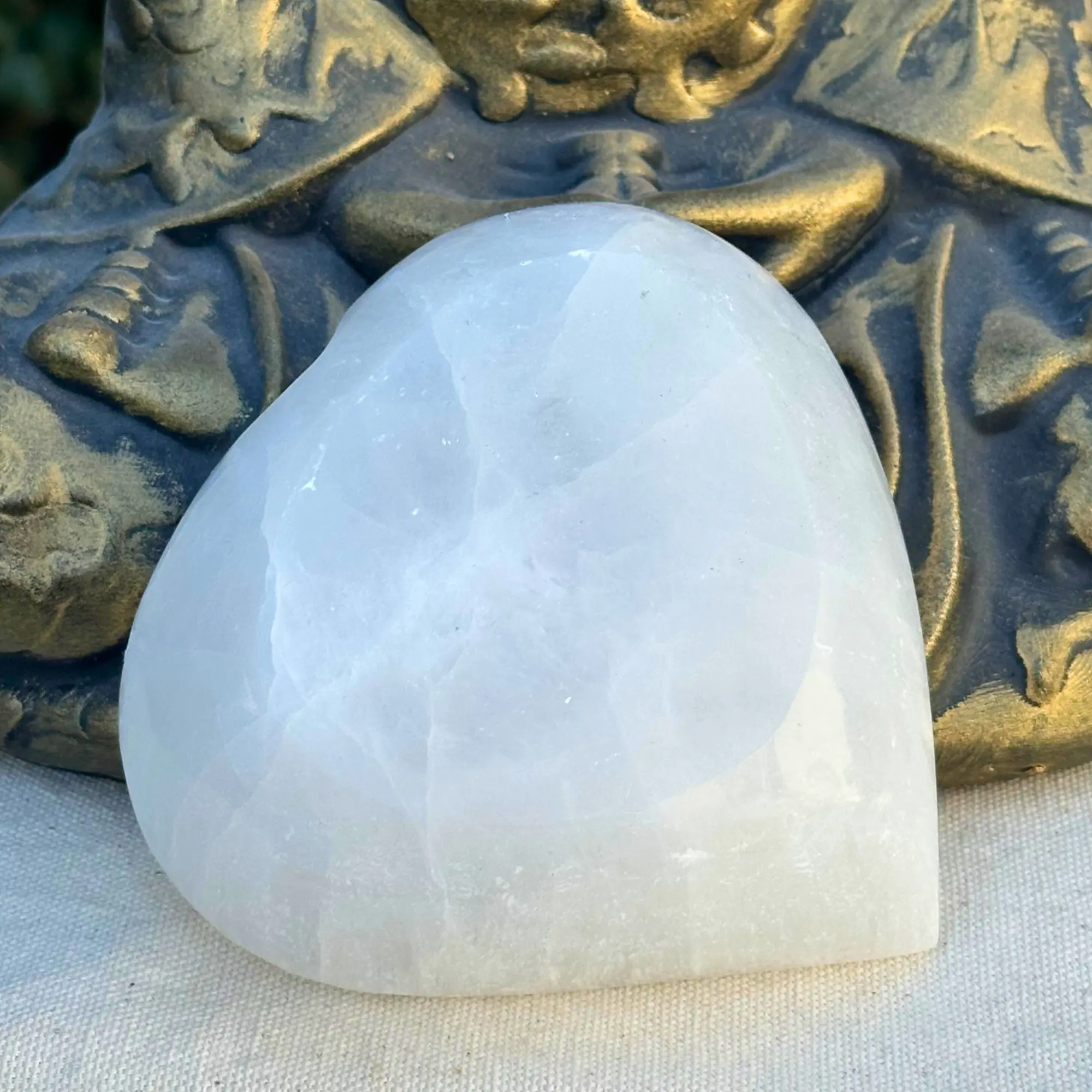 Bol sélénite coeur debout et face arrière