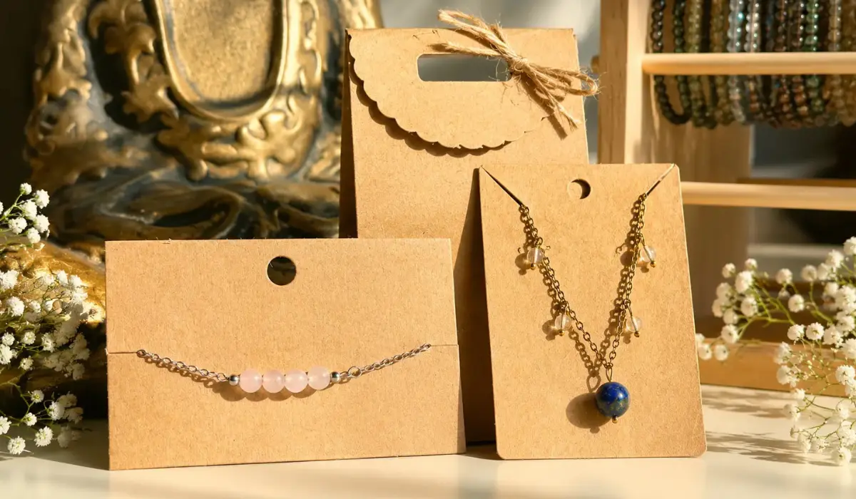 Bijoux créés par les Reliques accompagnés de leurs paquets cadeaux